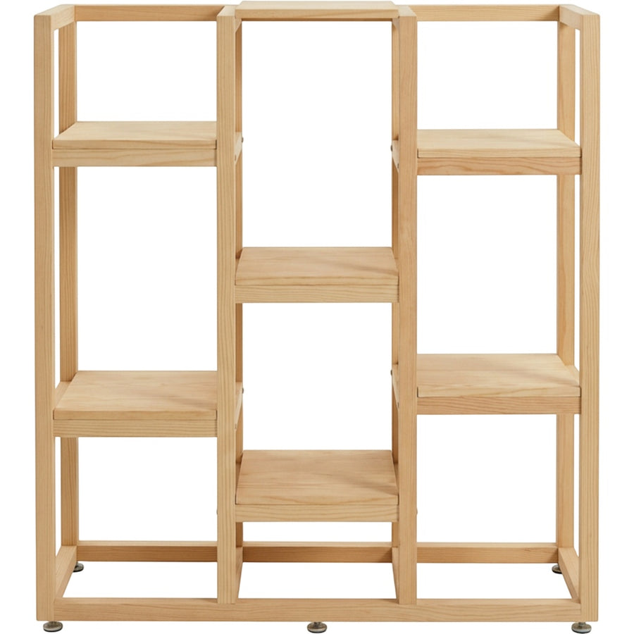 Xvoa Five-Tier Staggered Pine Plant Stand 100 x 95 cm Natural