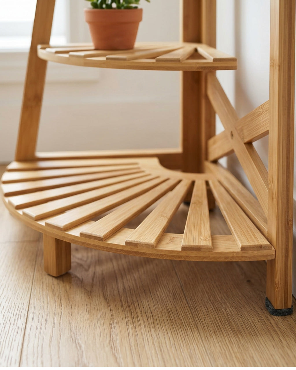 Xvoa Three-Tier Corner Bamboo Plant Stand 80 cm Natural - Detail view