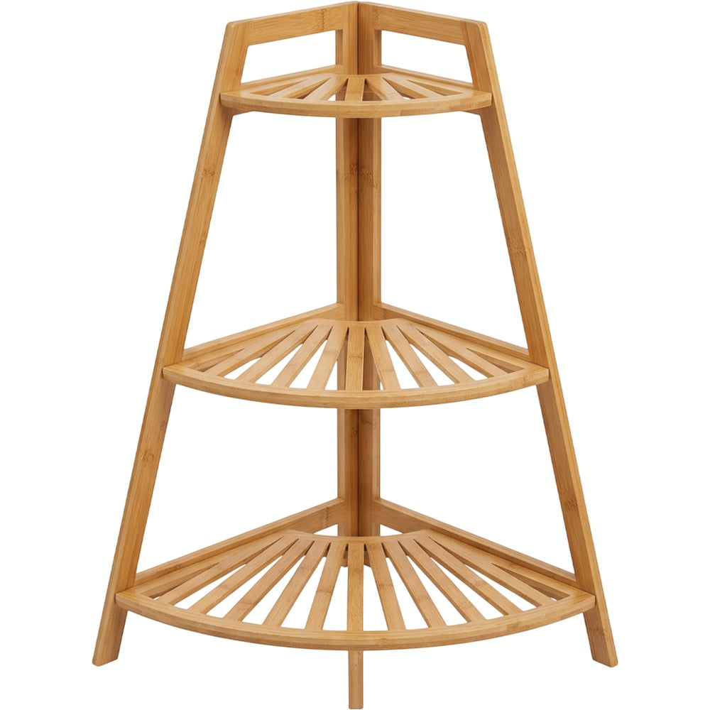 Xvoa Three-Tier Corner Bamboo Plant Stand 80 cm Natural - Product view