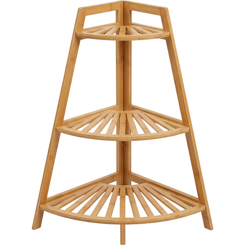 Xvoa Three-Tier Corner Bamboo Plant Stand 80 cm Natural - Product view