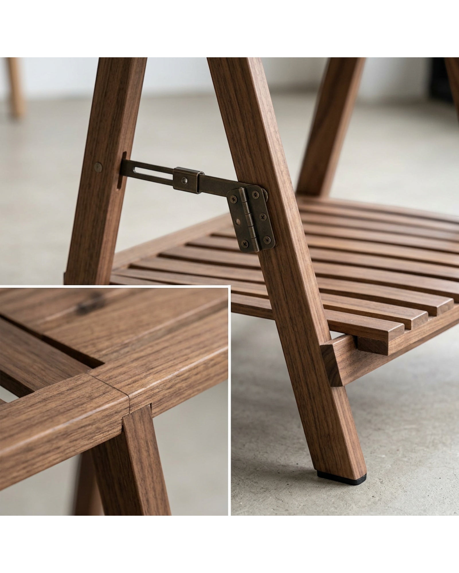 Xvoa Folding Four-Tier Wooden Ladder Plant Stand 110 cm Walnut - Detail view